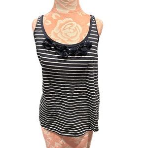 Hollister navy blue and white stripe flower tank top size large
